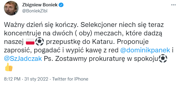 TWEET Zbigniewa Bońka po wyborze Czesława Michniewicza na selekcjonera!